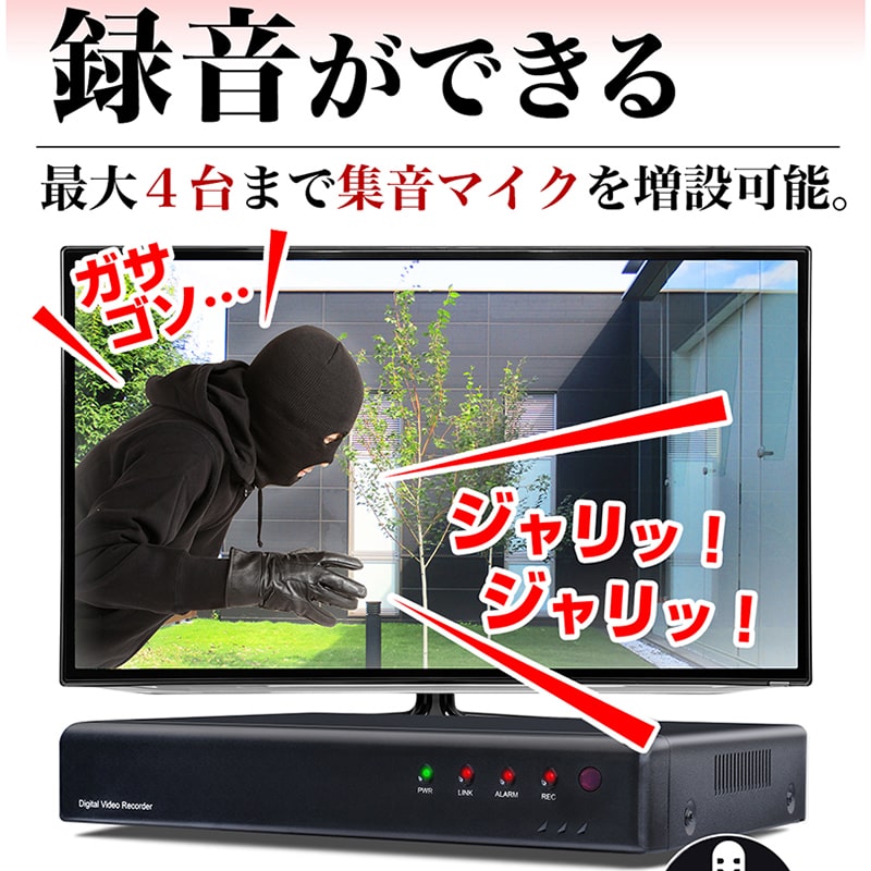 楽天市場】【期間限定ポイント5倍】 防犯カメラ 4台 4ch 録画機