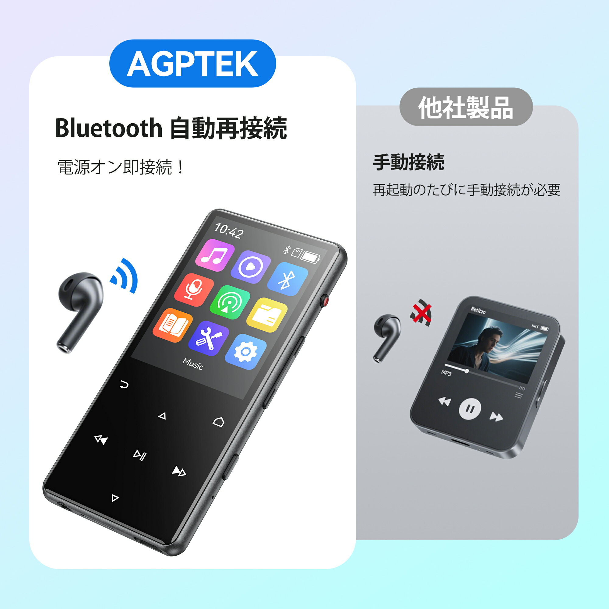 楽天市場】【日本企画品・1年保証】 AGPTEK mp3プレーヤー Bluetooth5