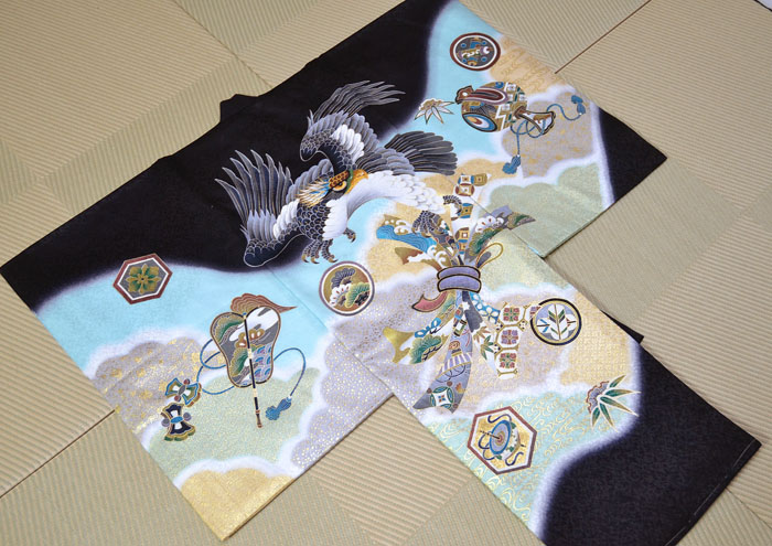 楽天市場】お宮参り 男の子 着物 男児 正絹 初着 産着 お祝い着 鷹に