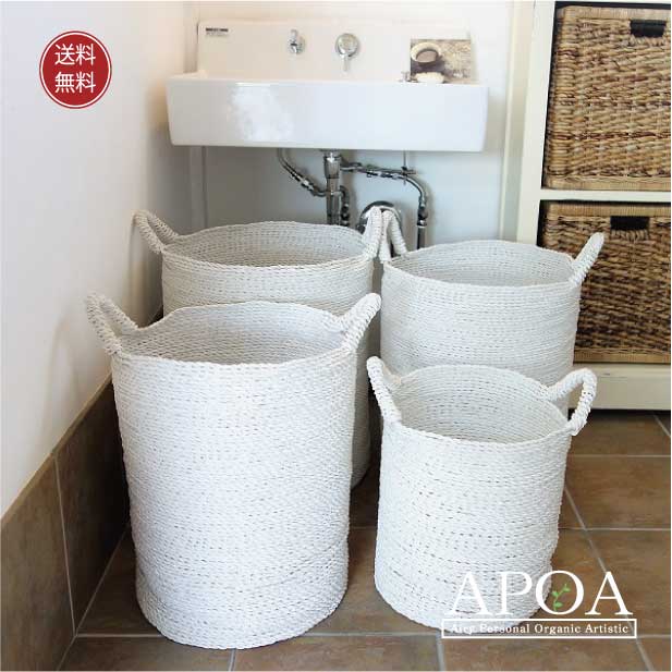 楽天市場】在庫処分 バスケット 白 4サイズ かご 鉢カバー ゴミ箱 : APOA