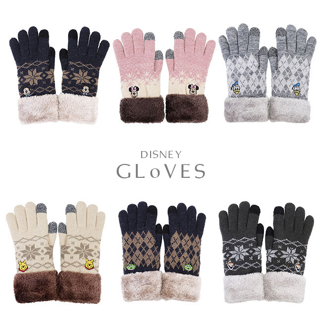 楽天市場】スマホ対応 あったか手袋 グローブ 刺繍 ボア付き ミッキー