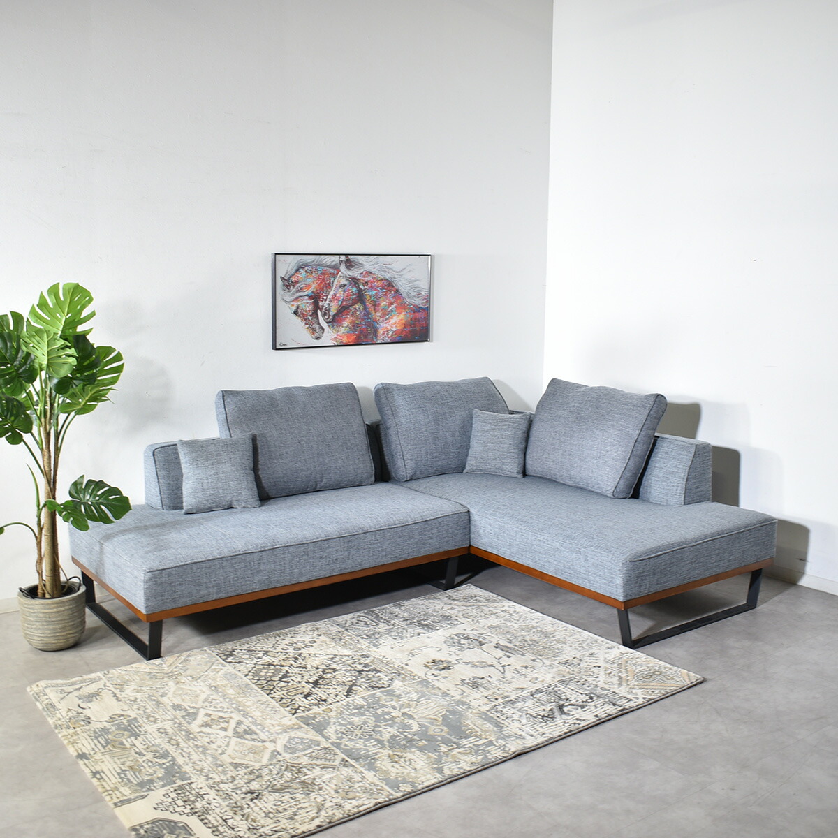 楽天市場】ソファー l字 ファブリック ソファ 3人掛け 4人掛け 布