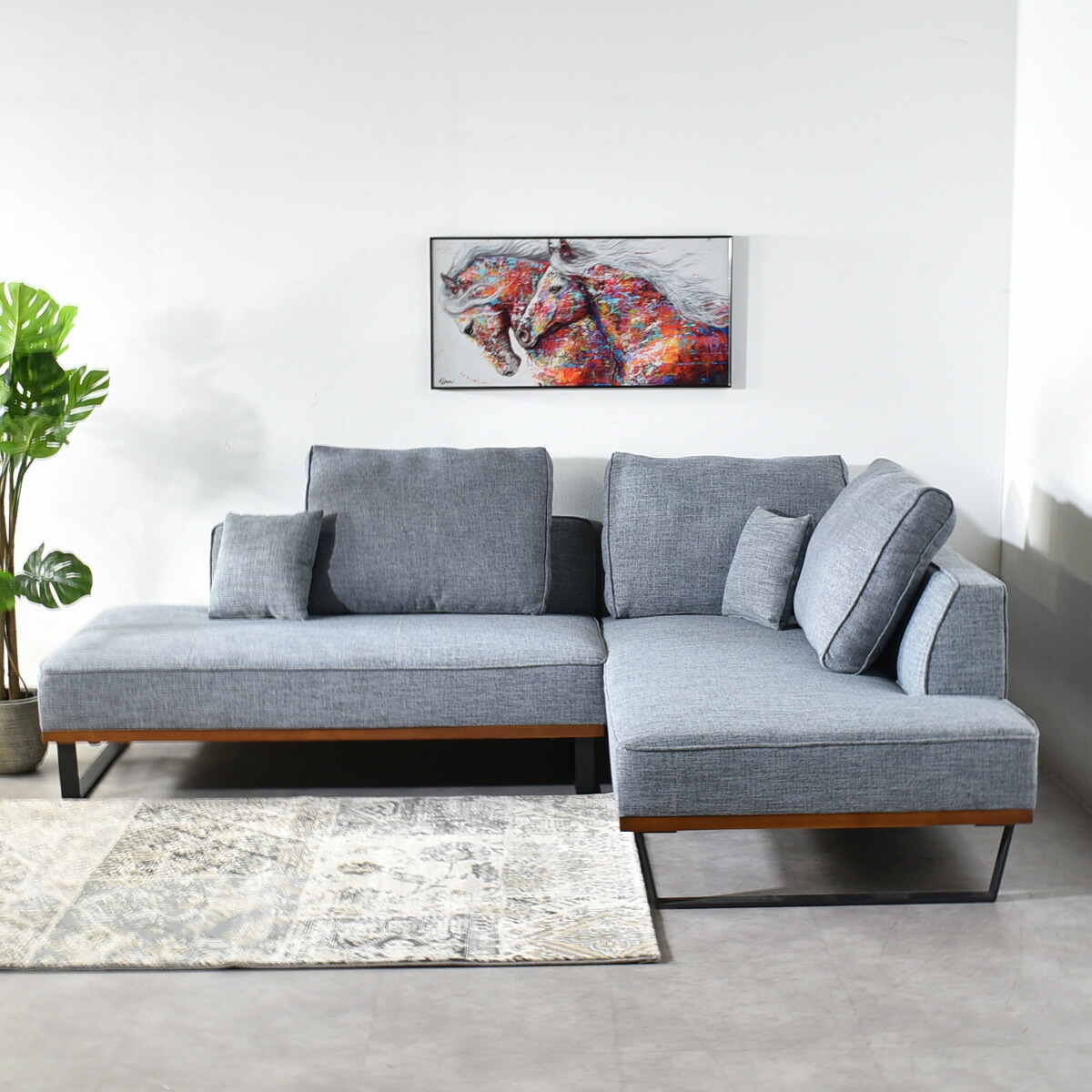 楽天市場】ソファー l字 ファブリック ソファ 3人掛け 4人掛け 布