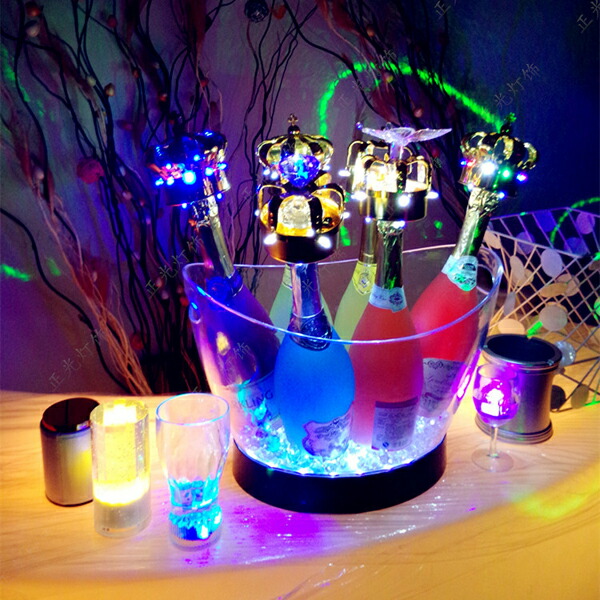 楽天市場】光る ワインクーラー 中型 楕円形 充電式 アクリル