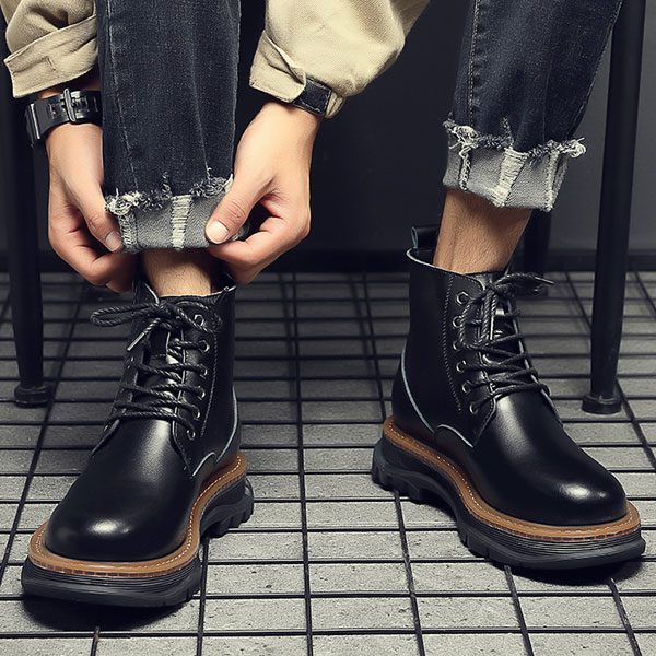 楽天市場】ブーツ メンズ ハイカットブーツ 艶 レースアップ