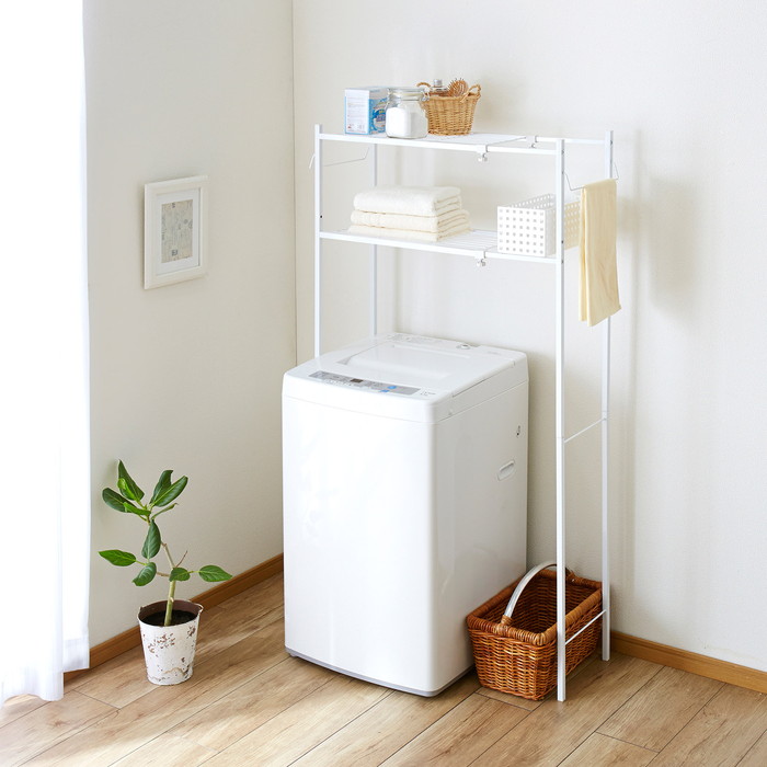 楽天市場】【公式】HEIAN SHINDO 角パイプ洗濯機棚 ホワイト TLR-2