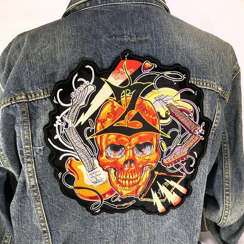 楽天市場】ワッペン 大きい アイロン 刺繍 ドクロ レッド ギター