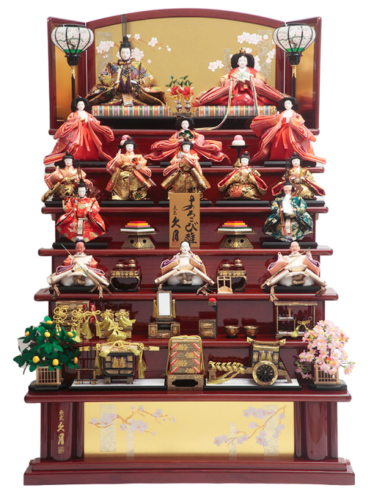 楽天市場】送料無料久月作 雛人形 衣装着十五人揃い 木製七段飾り〈お