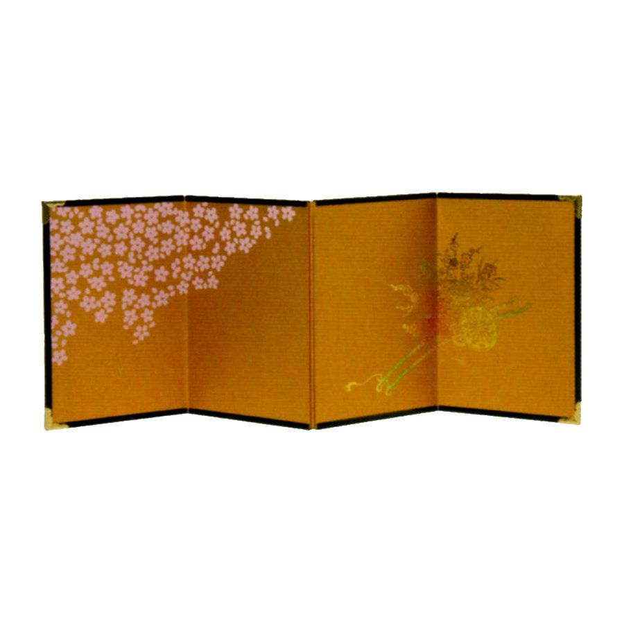 楽天市場】雛人形 雛人形雛道具 4曲屏風 彩箔 花車手作細工 お雛様
