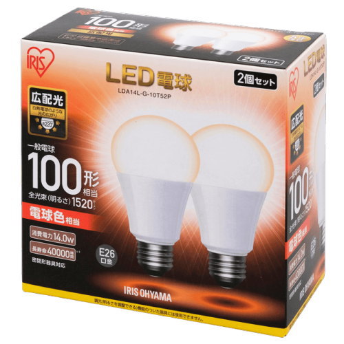 楽天市場】アイリスオーヤマ LDA14L-G-10T52P LED電球 一般電球形 100W