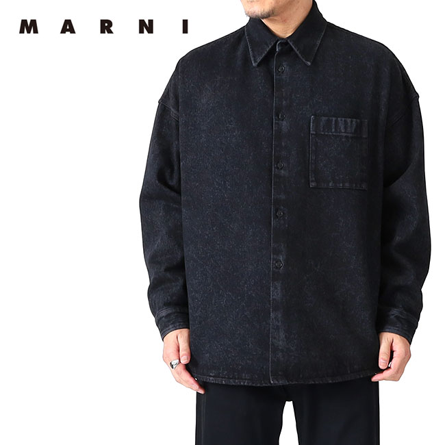 楽天市場】MARNI マルニ ブリーチ デニムシャツ CUJU0061A2 USCV35 黒