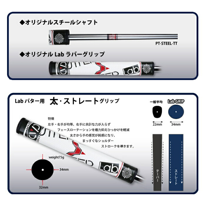 楽天市場】PUTTER Lab パターラボ ビッググリップパター スチール