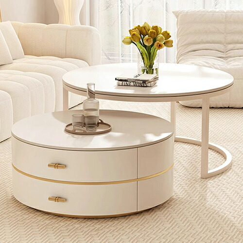 楽天市場】センターテーブル ホワイト セラミック 金属 幅70+50cm