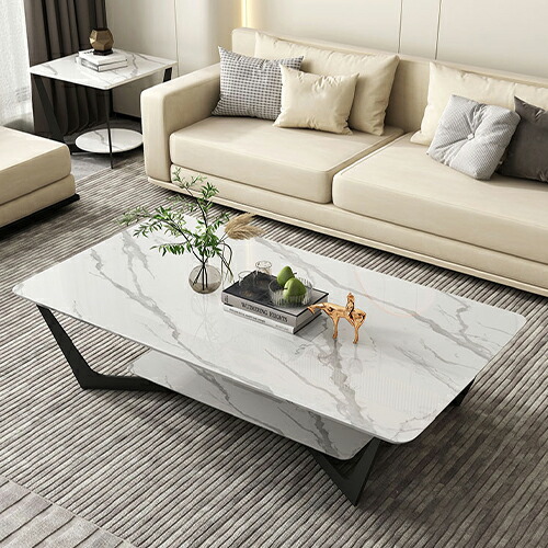 楽天市場】センターテーブル 幅100 幅120 セラミック 白 灰色 大理石風