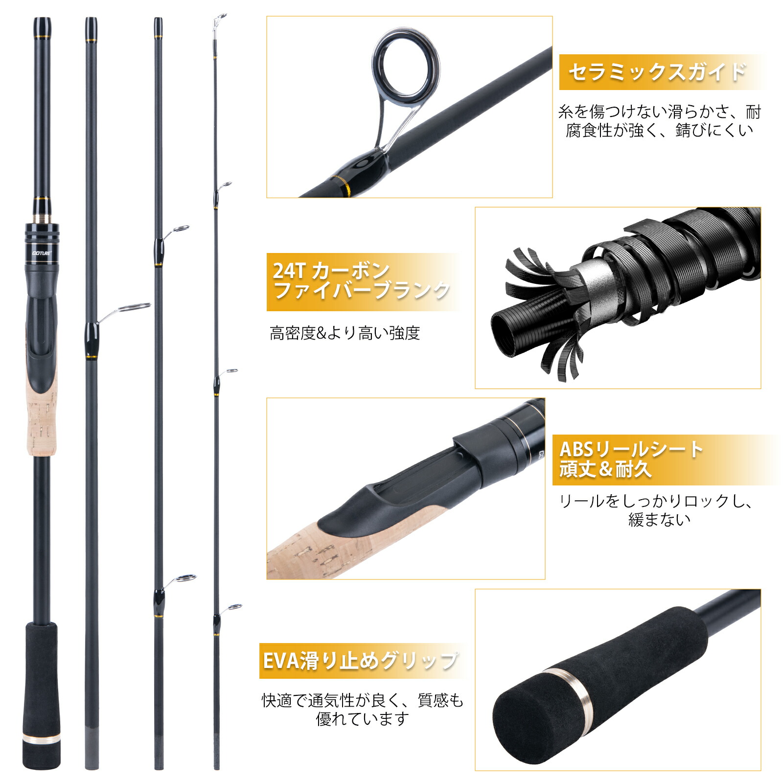 楽天市場】Goture スピニングロッド ベイトロッド 1.98M 2.1M EVA