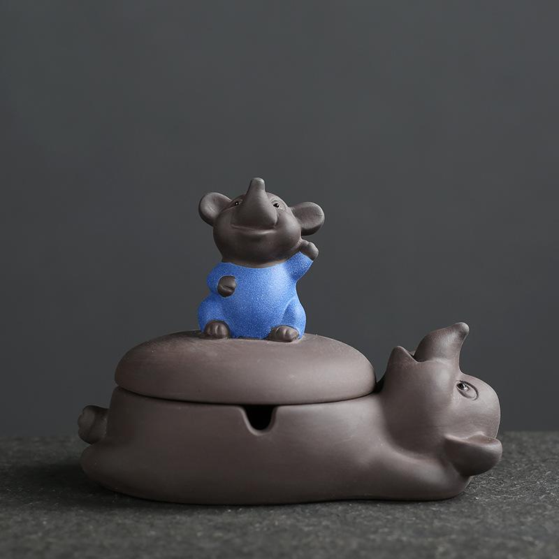 楽天市場】灰皿 かわいい ねずみ キャラクター 陶器製 紫砂陶器 蓋付き