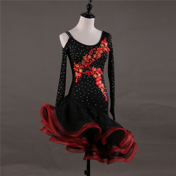 楽天市場】ラテン衣装 社交ダンス ラテンドレス ワンピース 黒 赤 練習