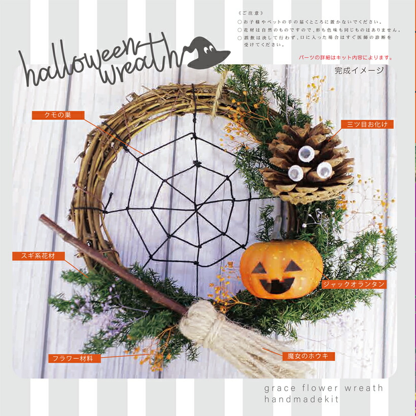 楽天市場】ハロウィン リース キット [リース15センチ 花材 松ぼっくり