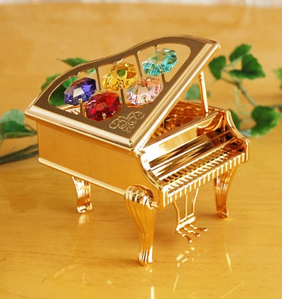 楽天市場】オブジェ ピアノ スワロフスキークリスタル ゴールド L 置物