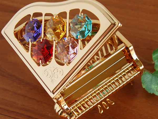 楽天市場】オブジェ ピアノ スワロフスキークリスタル ゴールド L 置物