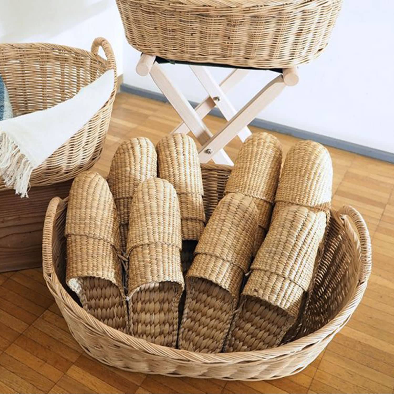 楽天市場】松野屋 ラタン取手付楕円バスケットロータイプ L かご カゴ