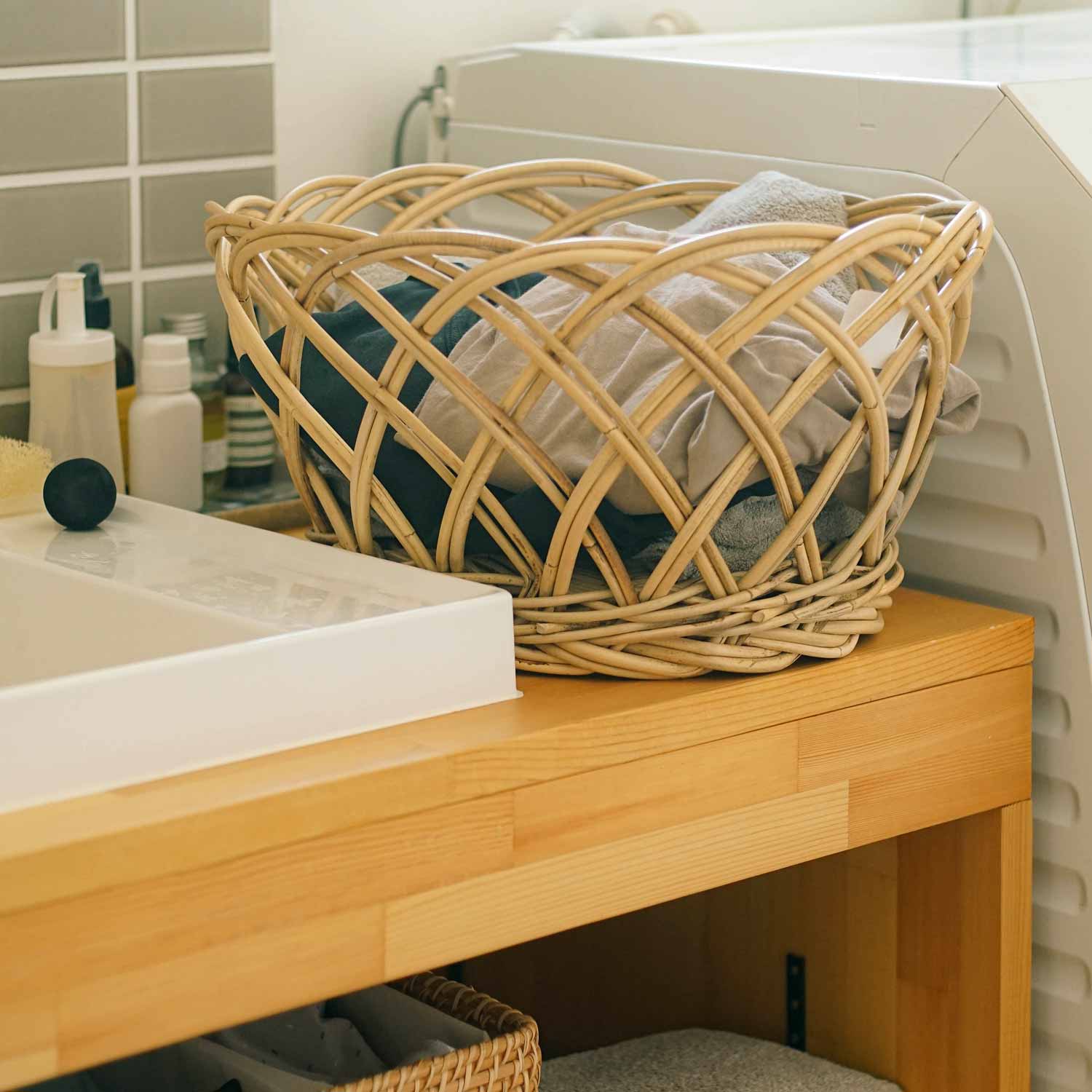 楽天市場】松野屋 ラタン脱衣かご バスケット 籐 整理 収納 インテリア