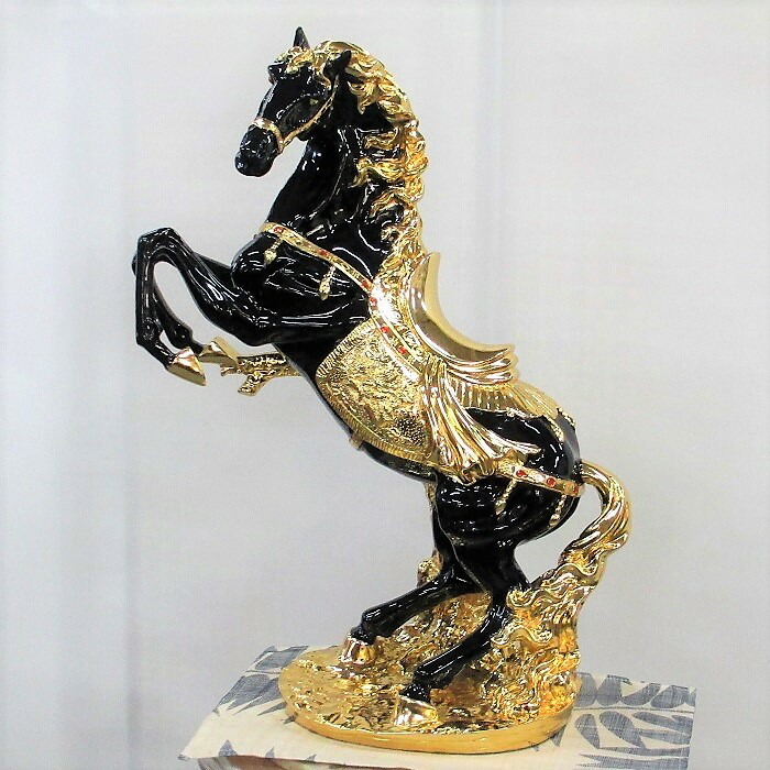 楽天市場】馬 置物 跳ね馬 オブジェ ゴールド×ブラック オーナメント