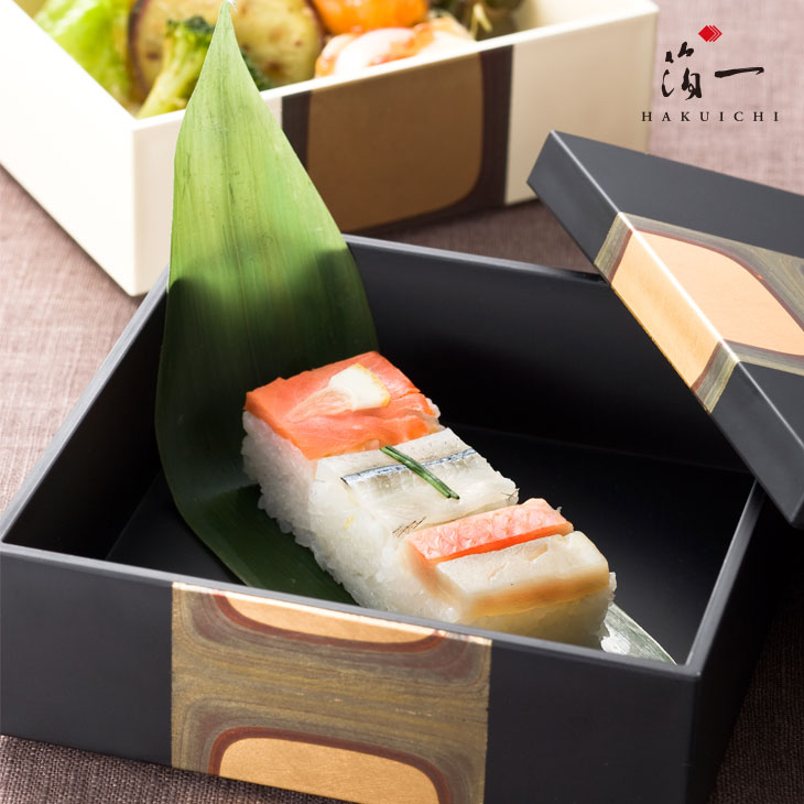 楽天市場】【金沢箔工芸品】古代箔 3.8寸三段重（黒）｜ おせち お重