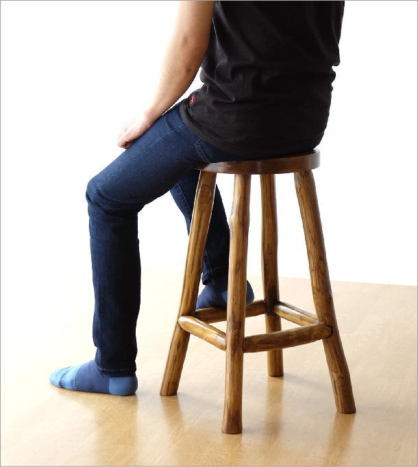 楽天市場】チーク無垢材 木製スツール ハイスツール カウンター