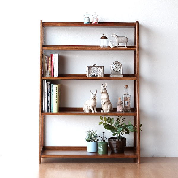 楽天市場】オープンラック 本棚 チーク材 無垢材 木製 天然木 シンプル