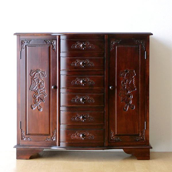 楽天市場】アンティーク調キャビネット 木製 サイドボード リビング