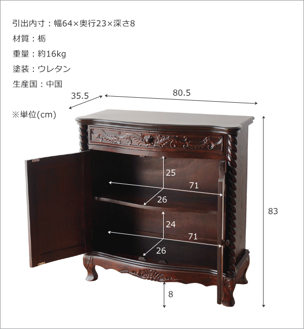 楽天市場】アンティーク風キャビネット 木製 猫脚 収納家具 サイド