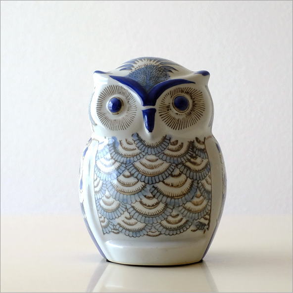 楽天市場】貯金箱 フクロウ 陶器 置物 インテリア雑貨 和風 手書き風