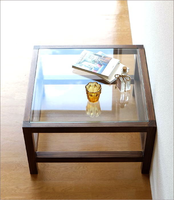楽天市場】ローテーブル ガラステーブル おしゃれ 四角 正方形 木製