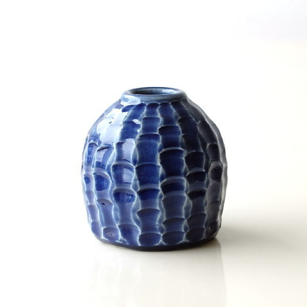 楽天市場】花瓶 陶器 おしゃれ 瀬戸焼 青 丸 和風 モダン 和モダン