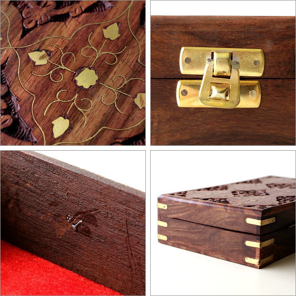 楽天市場】アクセサリーケース 木製 真鍮 象嵌細工 彫刻 収納ボックス