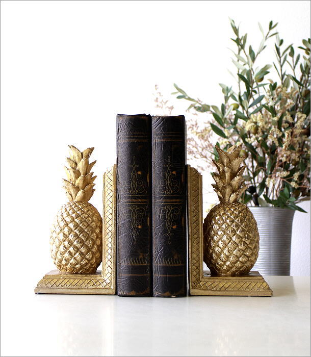 楽天市場】ブックエンド パイナップル おしゃれ 本立て ブックスタンド