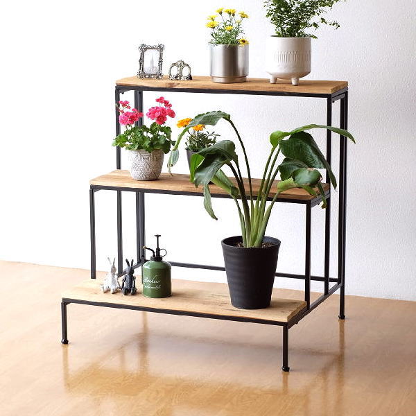 楽天市場】フラワースタンド 3段 木製 アイアン おしゃれ 花台 室内