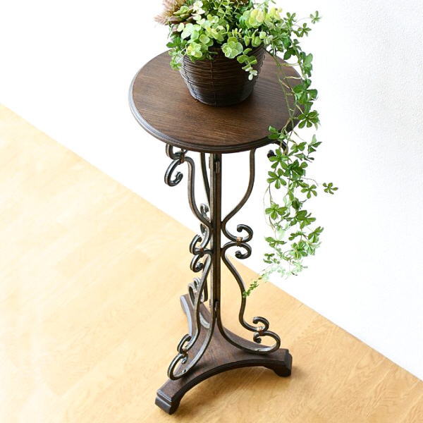 楽天市場】フラワースタンド アイアン 木製 アンティーク風 玄関 花台