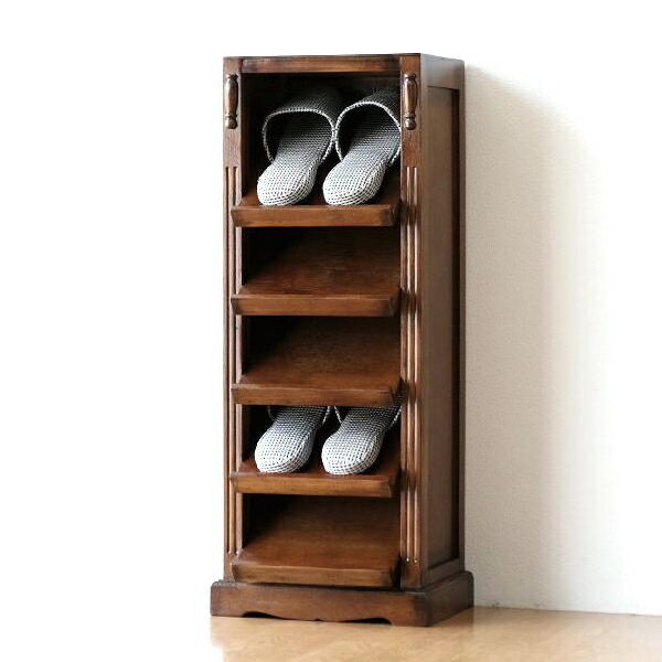 楽天市場】スリッパラック 木製 無垢材 おしゃれ 玄関 収納 天然木 5足