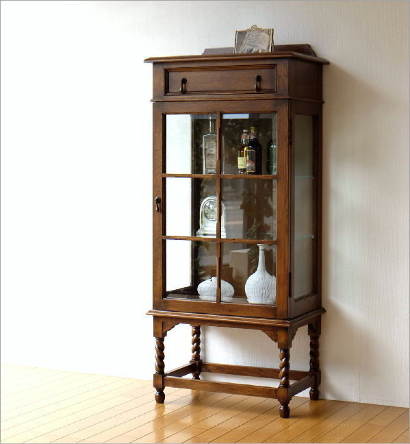 楽天市場】ガラスキャビネット 木製 アンティーク 家具 オーク材 無垢