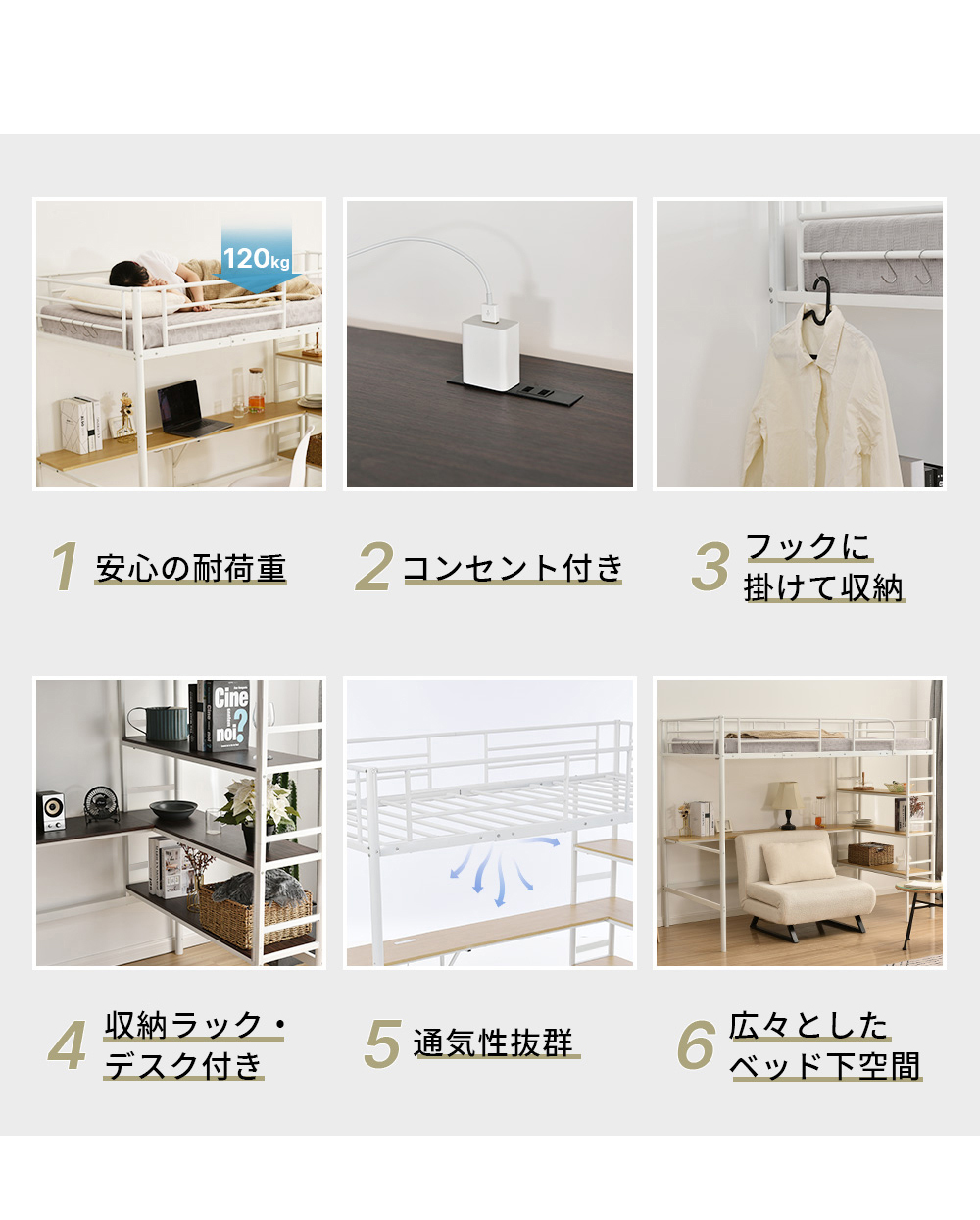 楽天市場】【SS限定価額＆お得クーポン】ロフトベッド デスク付き