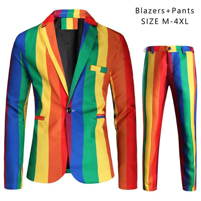 楽天市場】レインボー スーツ 上下 セットアップ 虹色 ストライプ