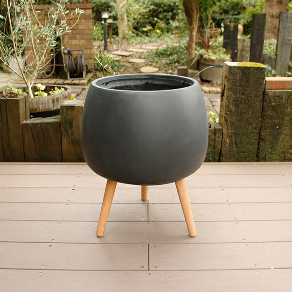 楽天市場】植木鉢 カバー ファイバークレイ 丸型 ハイタイプ脚付き 42