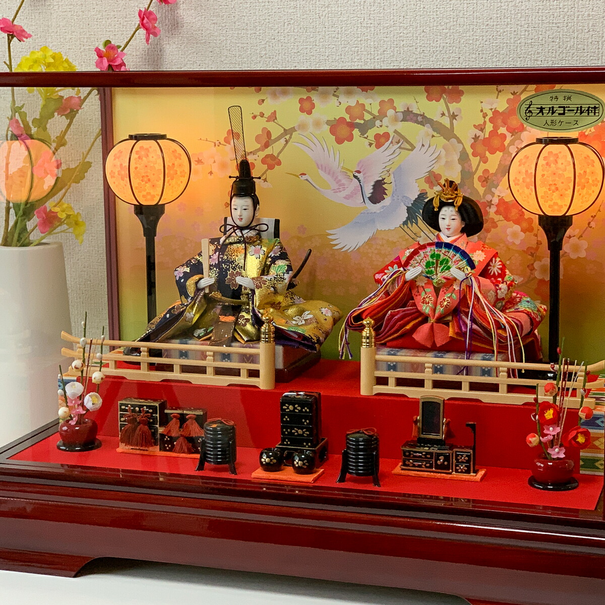 楽天市場】雛人形 コンパクト ケース飾り 親王飾り ひな人形 千鶴雛