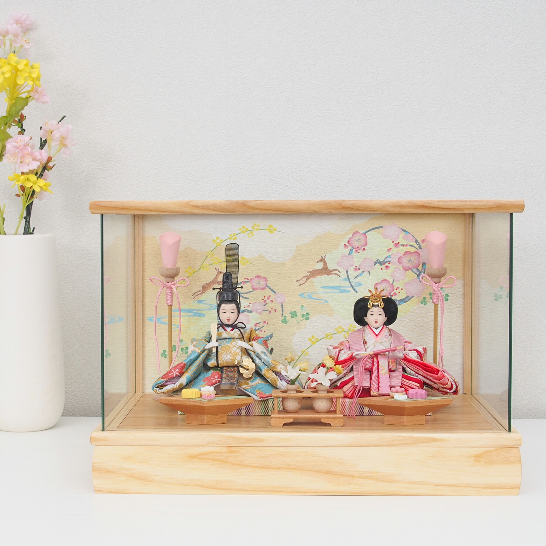 まろん】 雛人形三段飾り一式 名入れオルゴール お供え台 説明書付き