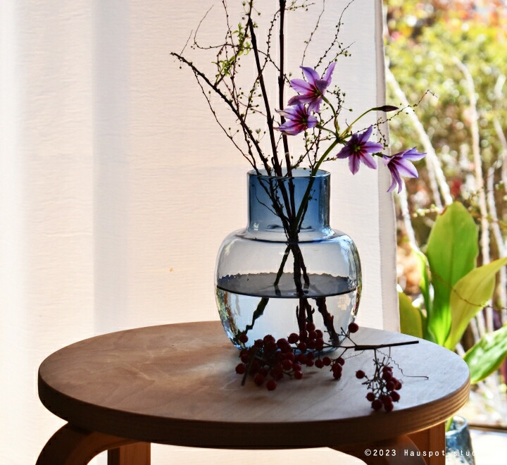 楽天市場】フラワーベース ガラス おしゃれ 青 クリア Lサイズ：約12.6