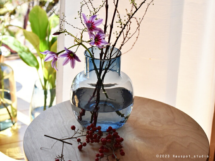 楽天市場】フラワーベース ガラス おしゃれ 青 クリア Lサイズ：約12.6