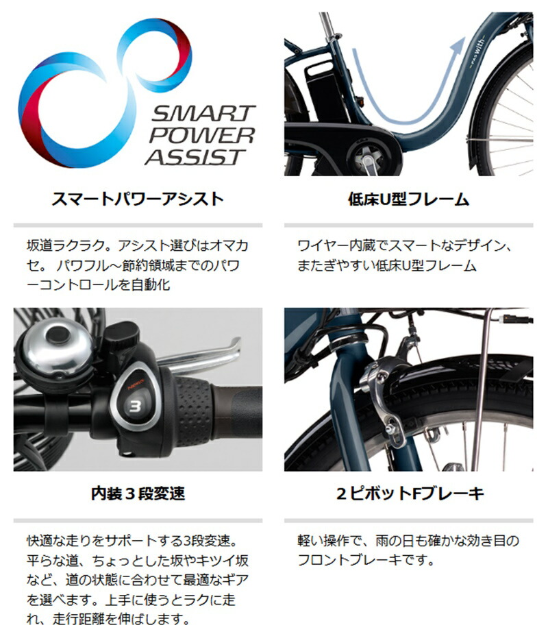 楽天市場】動自転車 ヤマハ PAS With（パス ウィズ）26インチ 15.8Ah