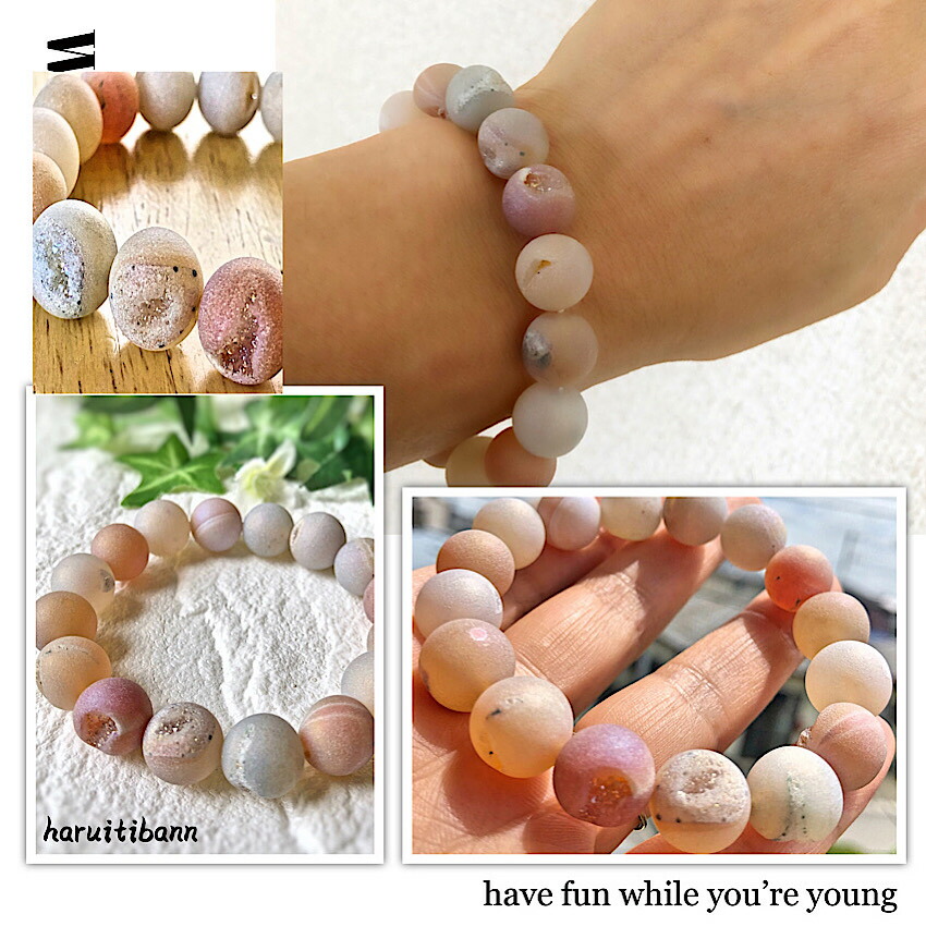 楽天市場】ドゥルージーアゲート 笑口瑪瑙 12mm ホワイト パープル